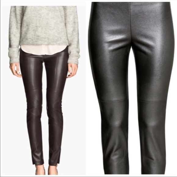 Hm Faux Leather Leggings Ankle Zip 